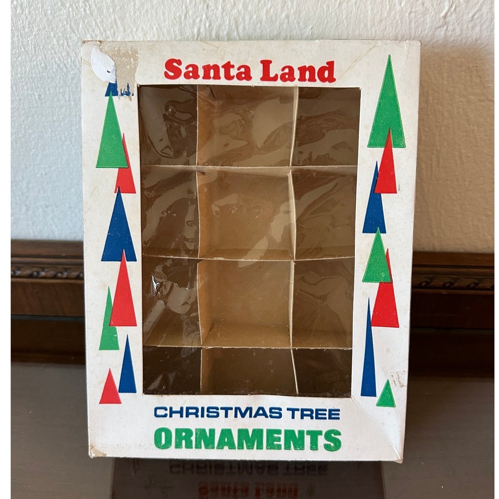 Vintage Santa Land Christmas Ornament Box Empty 12 Slot Storage Poland